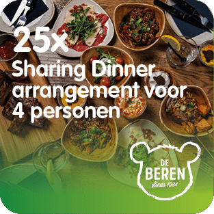 De Beren stelt 25 keer een sharing dinner arrangement voor 4 personen ter beschikking voor het Prijzenfestival